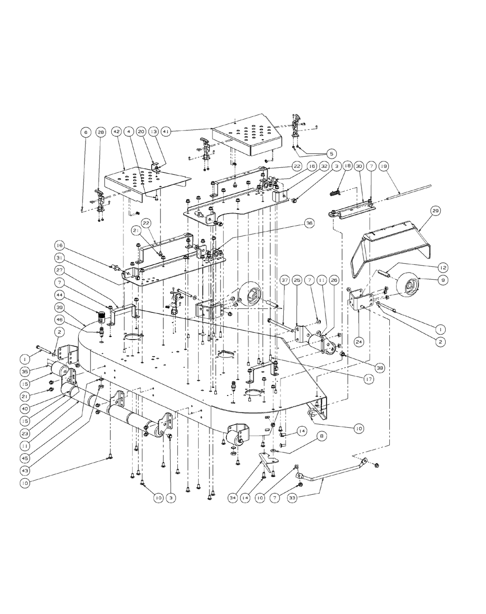 Fabricated Cutter Deck Diagram and Parts List for M60-KW 53AI8CTX750-25-HP-OHV Cub Cadet Lawn Tractor